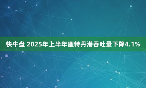 快牛盘 2025年上半年鹿特丹港吞吐量下降4.1%